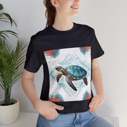 Oceanic Odyssey Turtle T-shirt - Geometric Animals Series