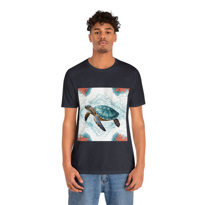 Oceanic Odyssey Turtle T-shirt - Geometric Animals Series