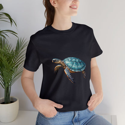 Emerald Shelled Sea Turtle - Geometric Animals Series T-Shirt