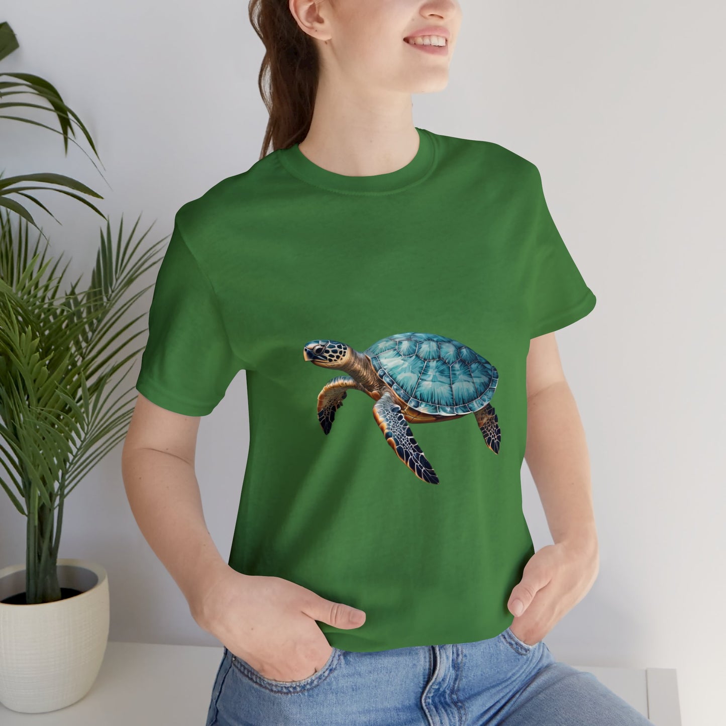 Emerald Shelled Sea Turtle - Geometric Animals Series T-Shirt