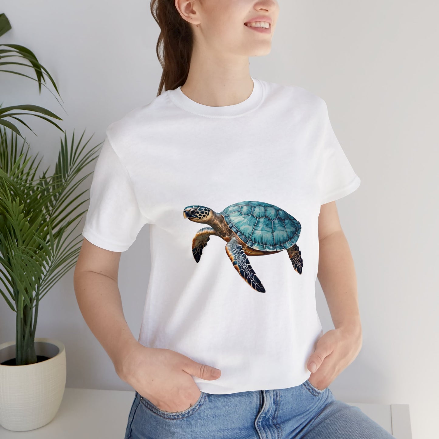 Emerald Shelled Sea Turtle - Geometric Animals Series T-Shirt