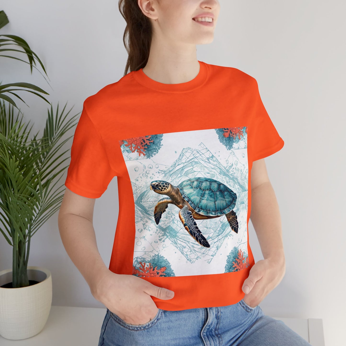 Oceanic Odyssey Turtle T-shirt - Geometric Animals Series