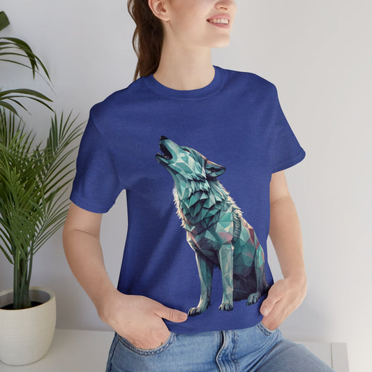 Lone Howling Wolf T-shirt - Geometric Animals Series T-Shirt