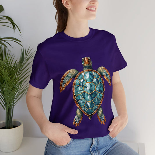 Aqua Mosaic Turtle  - Geometric Animals Series T-Shirt