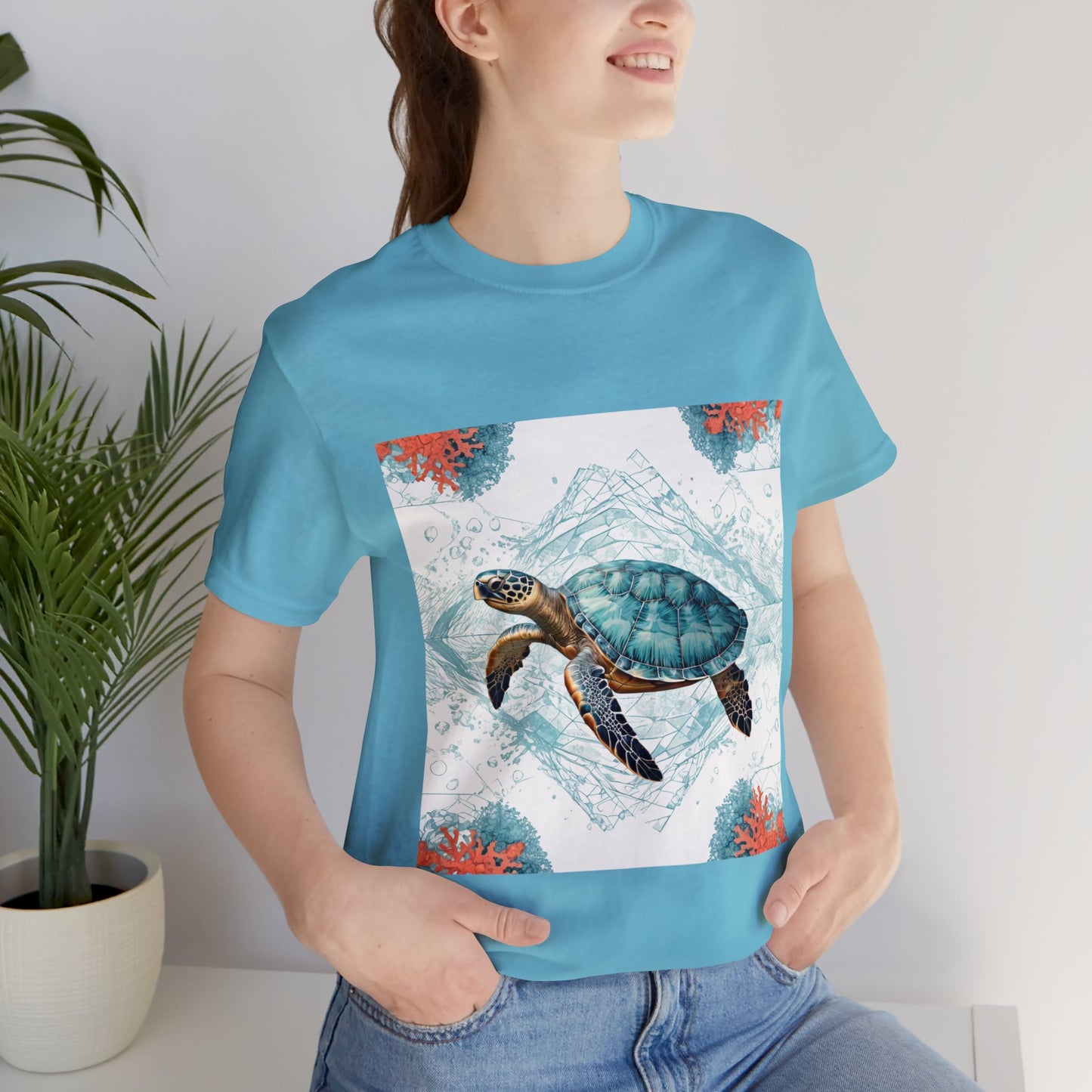 Oceanic Odyssey Turtle T-shirt - Geometric Animals Series