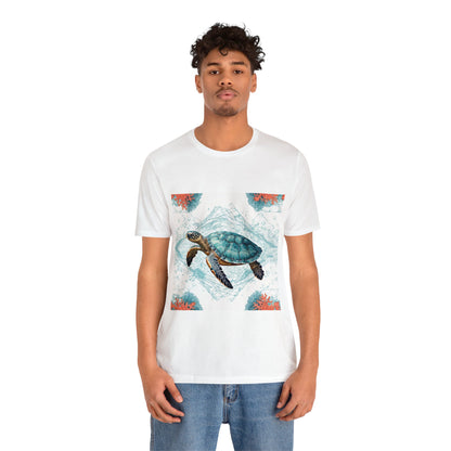 Oceanic Odyssey Turtle T-shirt - Geometric Animals Series