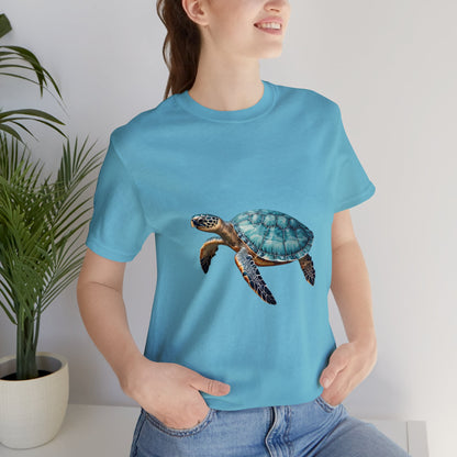 Emerald Shelled Sea Turtle - Geometric Animals Series T-Shirt