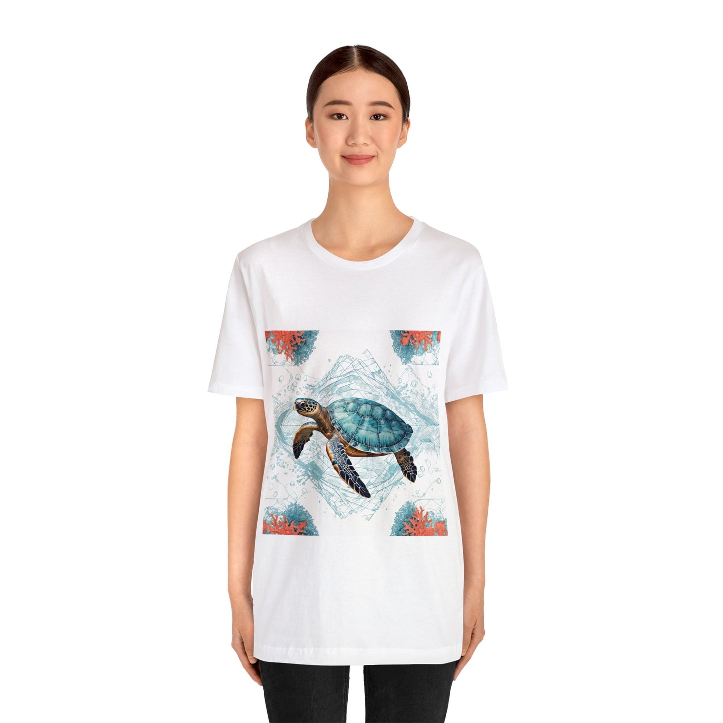 Oceanic Odyssey Turtle T-shirt - Geometric Animals Series