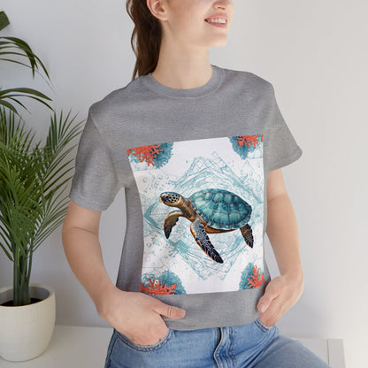 Oceanic Odyssey Turtle T-shirt - Geometric Animals Series