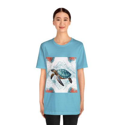 Oceanic Odyssey Turtle T-shirt - Geometric Animals Series