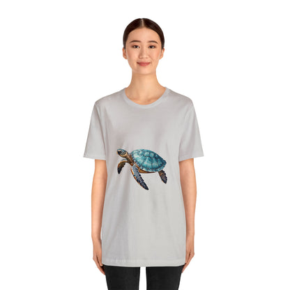 Emerald Shelled Sea Turtle - Geometric Animals Series T-Shirt