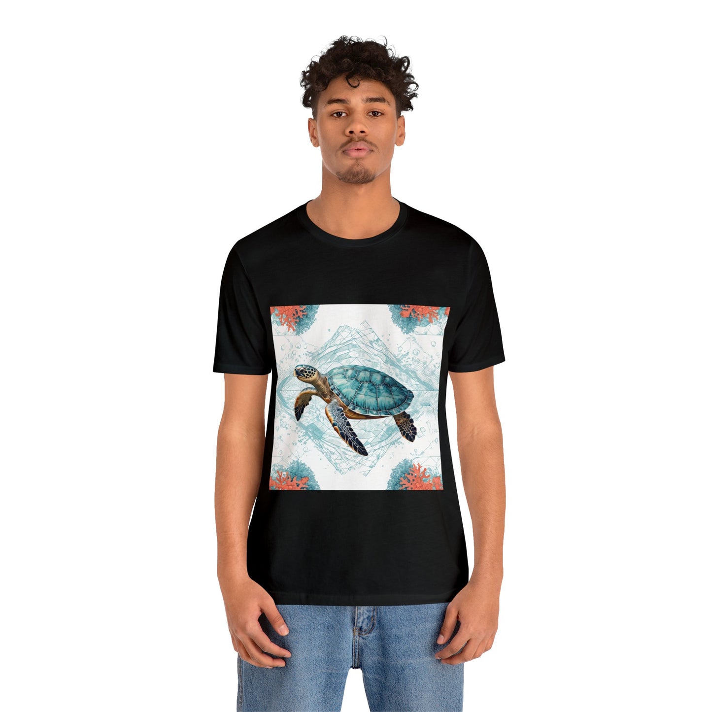 Oceanic Odyssey Turtle T-shirt - Geometric Animals Series