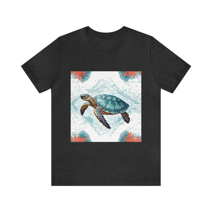 Oceanic Odyssey Turtle T-shirt - Geometric Animals Series