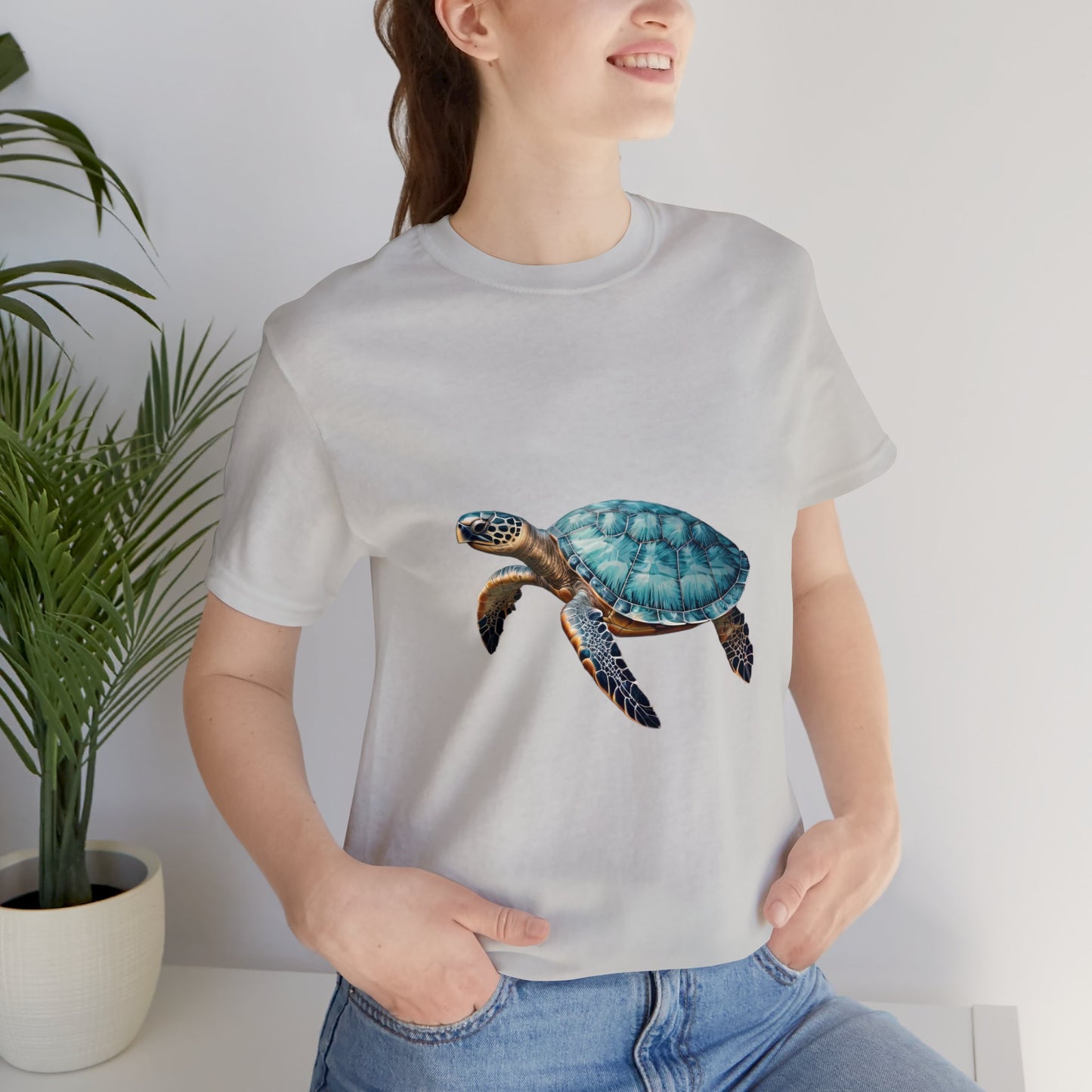 Emerald Shelled Sea Turtle - Geometric Animals Series T-Shirt