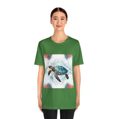 Oceanic Odyssey Turtle T-shirt - Geometric Animals Series