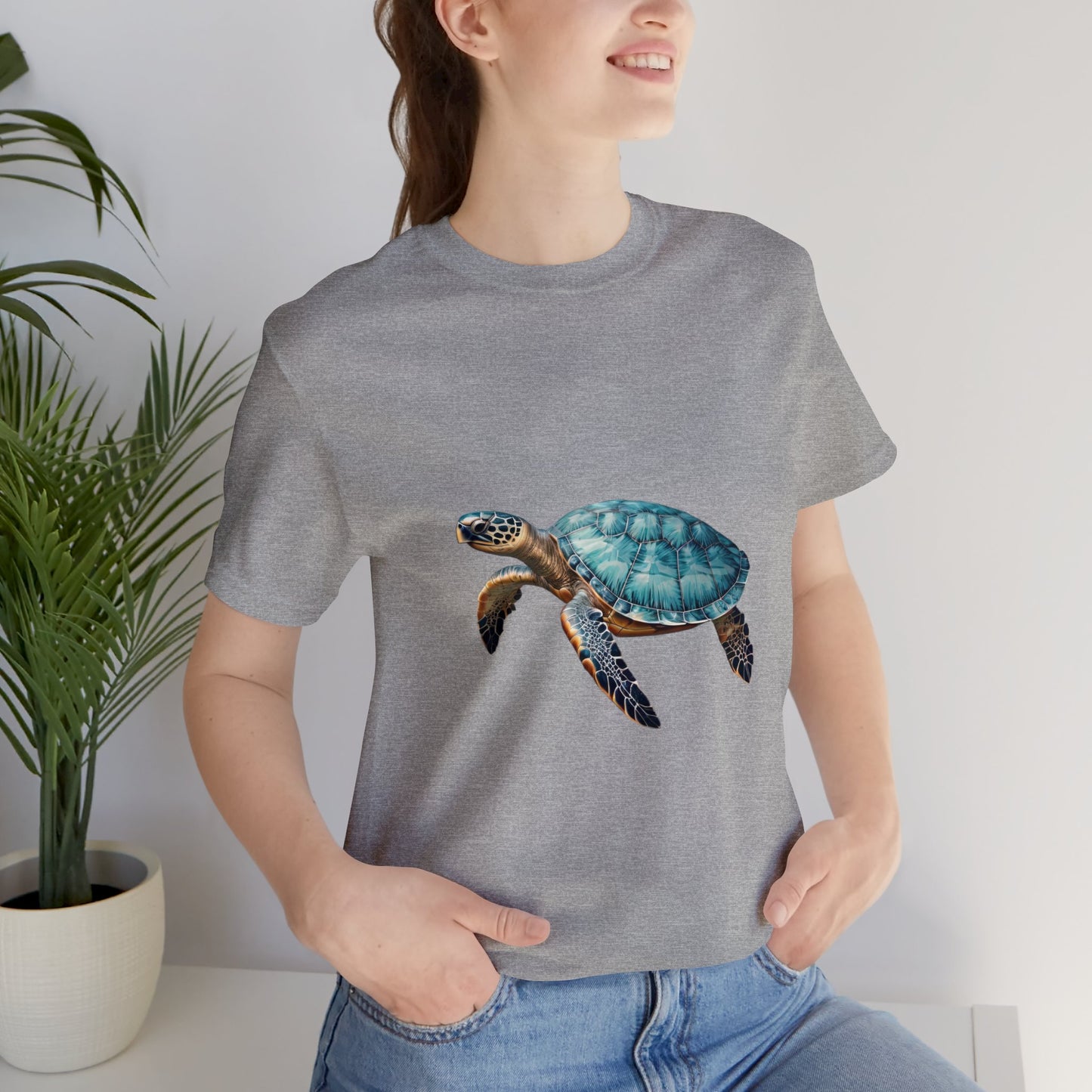 Emerald Shelled Sea Turtle - Geometric Animals Series T-Shirt