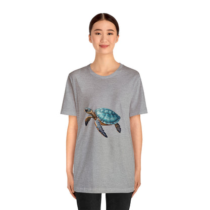 Emerald Shelled Sea Turtle - Geometric Animals Series T-Shirt