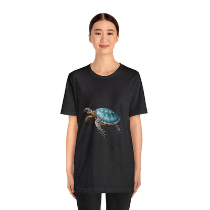 Emerald Shelled Sea Turtle - Geometric Animals Series T-Shirt