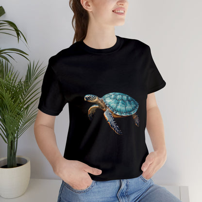 Emerald Shelled Sea Turtle - Geometric Animals Series T-Shirt