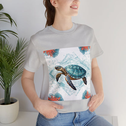 Oceanic Odyssey Turtle T-shirt - Geometric Animals Series