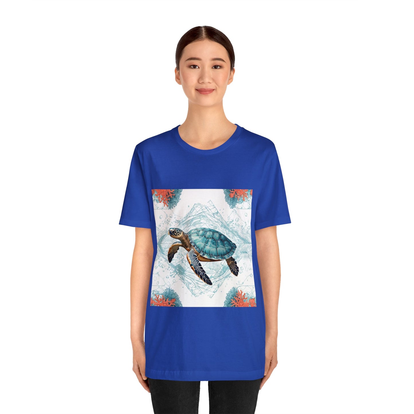 Oceanic Odyssey Turtle T-shirt - Geometric Animals Series