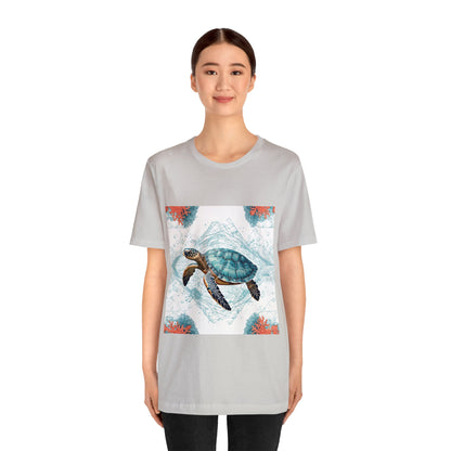 Oceanic Odyssey Turtle T-shirt - Geometric Animals Series